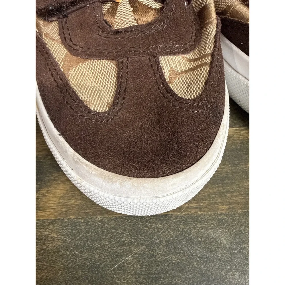 Coach‎ Womens Signature Monogram Suede Hook and Loop Sneakers Brown A2560 6B